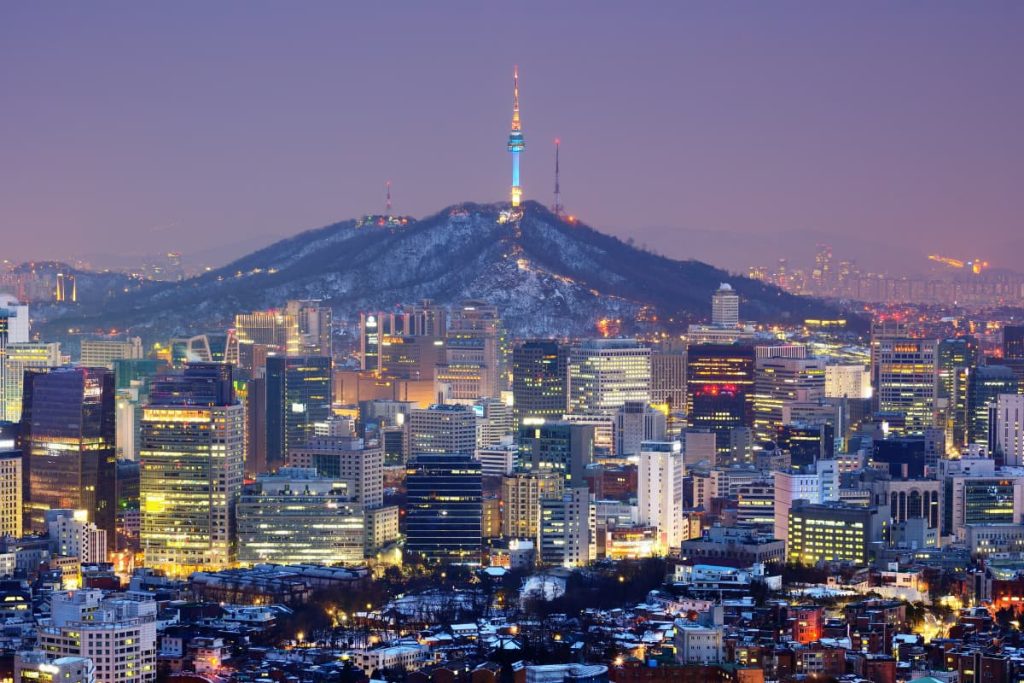 The beautiful lit night skyline of Seoul
