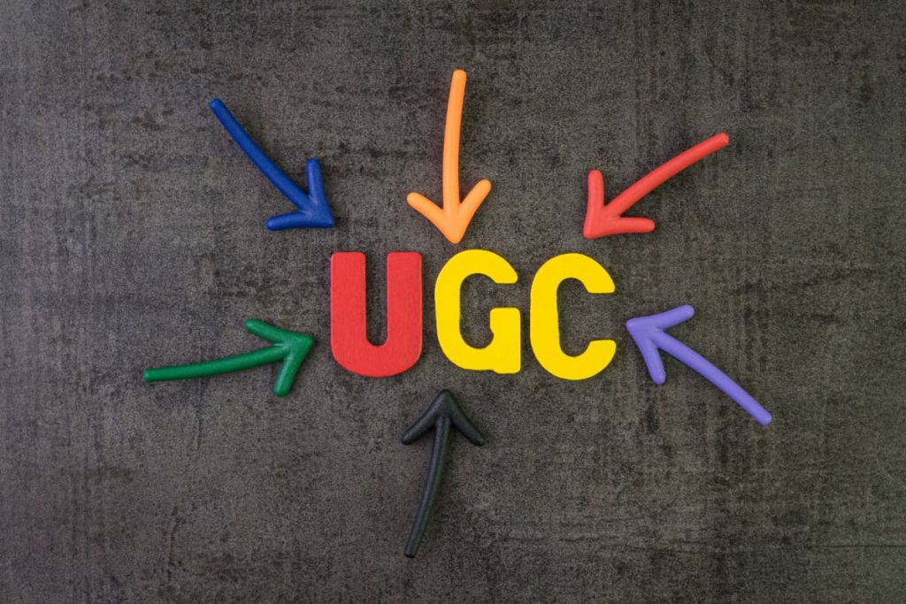 UGC diagram with arrows. Visual representation of User-Generated Content