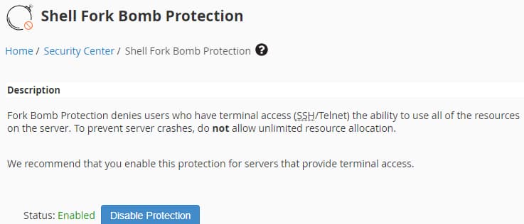 Shell Fork Bomb Protection (Shell Fork Bomb Koruması)