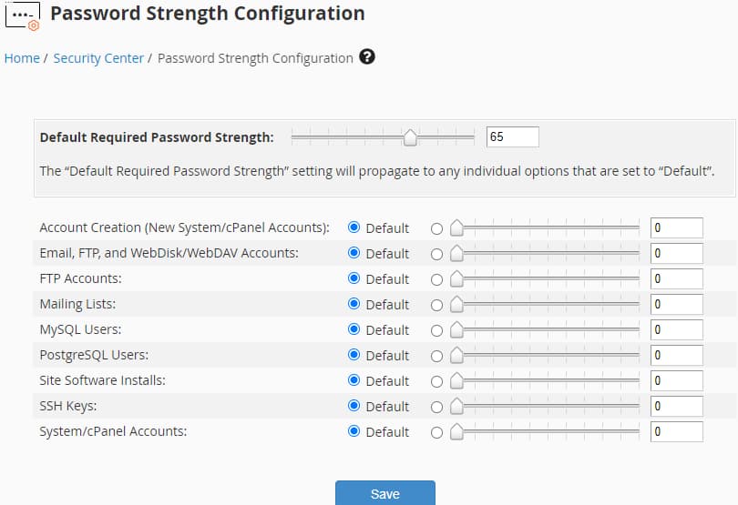 Password Strength Configuration (Şifre Gücü Yapılandırması)