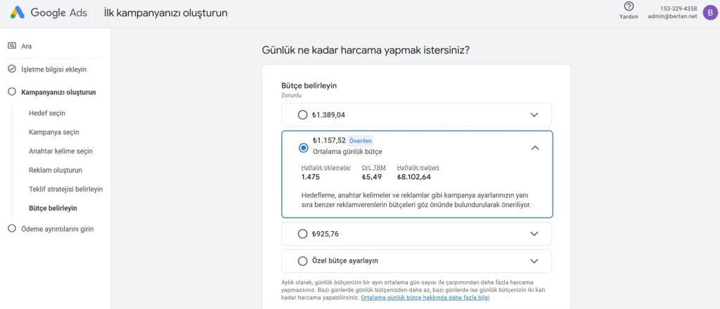 Google Ads - Bütçe Belirleme